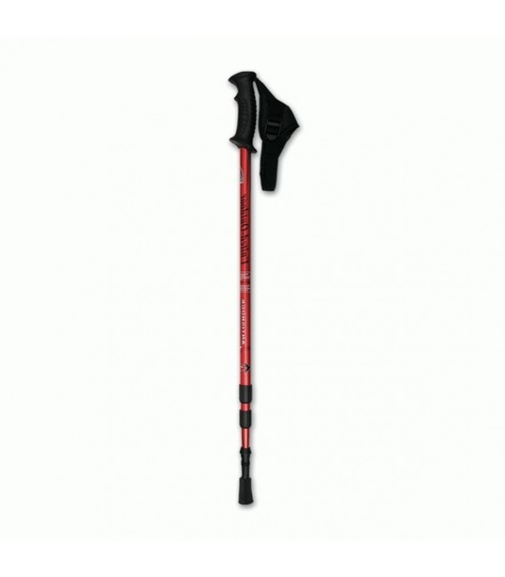 BASTON TREKKING ALUMINIO 4 TRAMOS ROJO