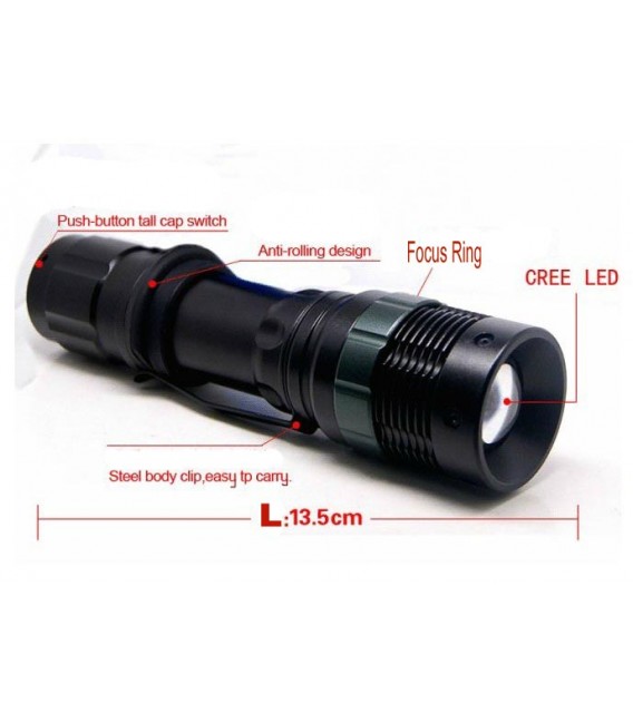 LINTERNA LED 170 LUMENES 3 FUNCIONES BATERIA Y CARGADOR