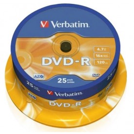 Tarrina 25 unidades DVD-R Verbatim