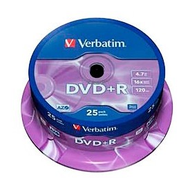 Tarrina 25 unidades DVD+R Verbatim