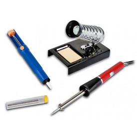 Kit soldadura  soldador + soporte con muelle + estaño + desoldador de émbolo