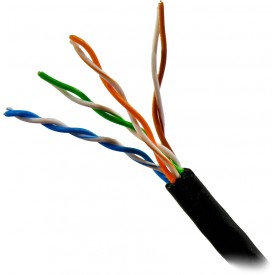 ROLLO 305 MTS CABLE RED EXTERIOR UTP ETHERNET RJ45 RIGIDO CAT-5e NEGRO SMK6001