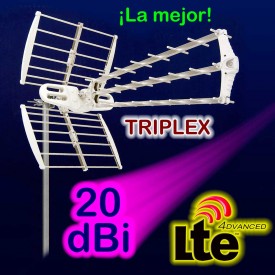 Antena TV UHF digital TRIPLEX HD con filtro LTE 4G Surmedia SMT-90LTE