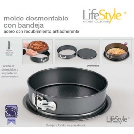 Molde desmontable 24 cms redondo antiadherente con bandeja LifeStyle