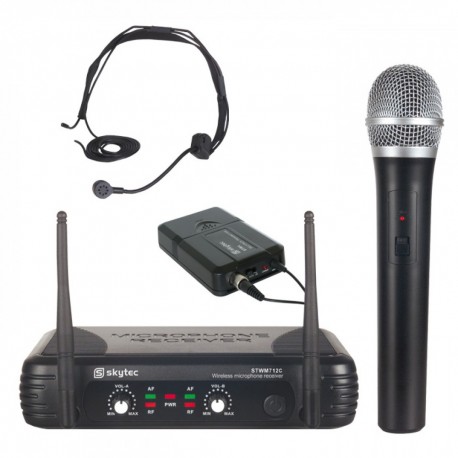 Micrófonos inalámbricos 1 de diadema y 1 de mano Skytec 179.180 STWM712C