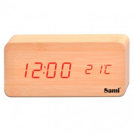 Despertador tipo madera rectangular digital LED Sami LD10406