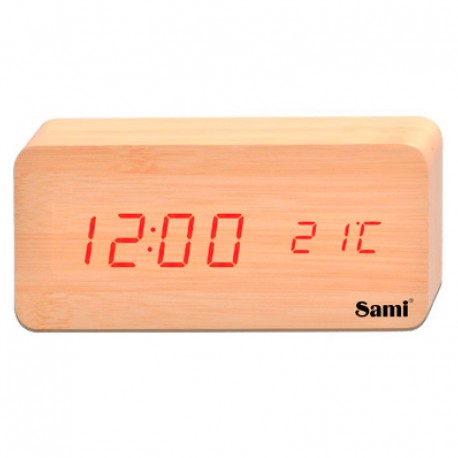 Despertador tipo madera rectangular digital LED Sami LD10406