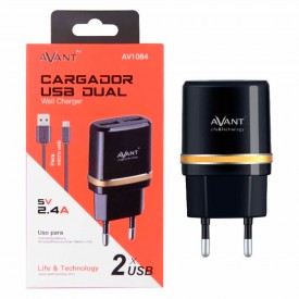 Cargador USB con cable Micro-USB 230V 2,4A Avant AV1084