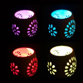 Portavelas de cerámica a pilas con 1 LED RGB EDM 71758