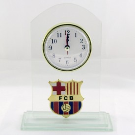 Reloj de cristal de sobremesa con escudo del Barcelona F.C.
