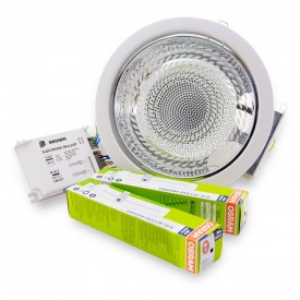 Kit downlight blanco 2 bombillas 26W bajo consumo E-27