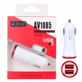 Cargador USB mechero coche con cable Micro-USB 12V o 24V 2,1A Avant AV1085