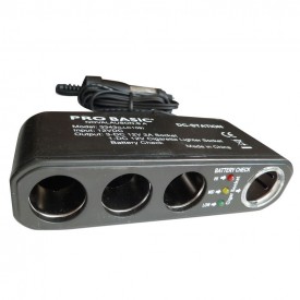 Adaptador de mechero 1 macho 4 hembras con cable Pro Basic 3343