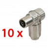 10 unidades conector antena TV hembra metálico 9,5 mm. 32246