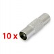 10 unidades conector antena TV macho metálico 9,5 mm. recto 0779N