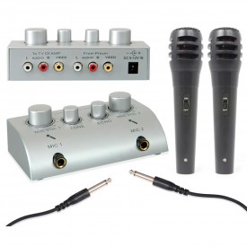 Mezclador karaoke con eco y 2 microfonos incluidos Skytronic 103.112