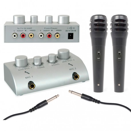 Mezclador karaoke con eco y 2 microfonos incluidos Skytronic 103.112