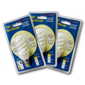 3 x Bombilla bajo consumo E14 9W Luz cálida Mx-Onda L09E3CC14