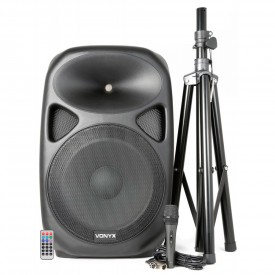 Altavoz activo portable 15" BT MP3 USB SD con tripode 170.303 Vonyx SPS152