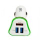 Cargador triple USB coche 1x2,4Amax 2x1,2Amax L&I CCH050