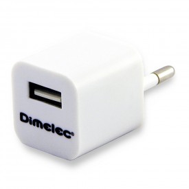 Cargador USB 230V 1A sin cable tamaño mini Dimelec 913-8325