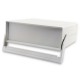 Caja para montajes electrónicos blanca tipo pupitre con asa