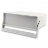 Caja para montajes electrónicos blanca tipo pupitre con asa