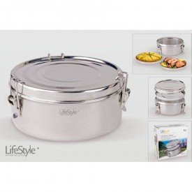 Fiambrera inox 18 cms con plato LifeStyle