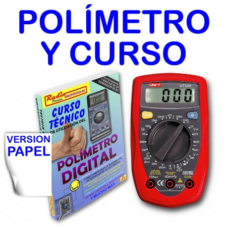 Polimetro multimetro 3 1/2 dígitos generador onda cuadrada UNI-T UT-33D y curso en papel