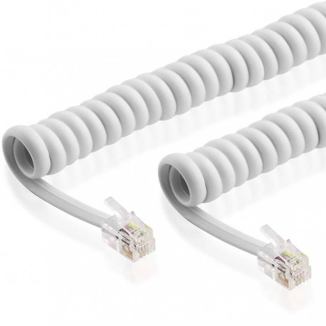 Conexión teléfono 2,1 mts espiral 4p4c macho-macho blanco