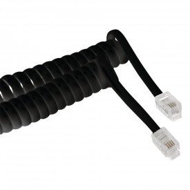 Conexión teléfono 2,1 mts espiral 4p4c macho-macho negro