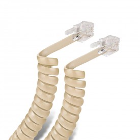 Conexión teléfono 4,5 mts espiral 4p4c macho-macho marfil
