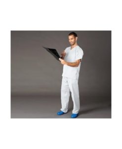 pijama-unisex-cuello-de-pico-y-abertura-lateral-blanco