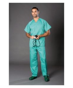 pijama-unisex-cuello-de-pico-y-abertura-lateral-verde