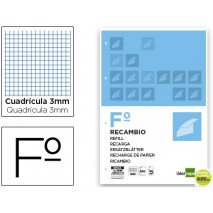 RECAMBIO LIDERPAPEL FOLIO 100 H 4TF-06 CUADRO 3 MM 4 TALADROS CON MARGEN