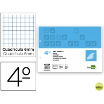 RECAMBIO LIDERPAPEL CUARTO APAISADO 100 H 2TCA-07 CUADRO 6 MM 2 TALADROS CON MARGEN