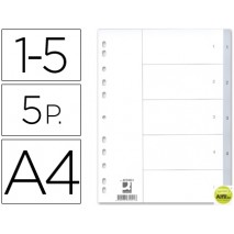 SEPARADOR NUMERICO Q-CONNECT PLASTICO 1-5 JUEGO DE 5 SEPARADORES DIN A4 -MULTITALADRO