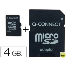 MEMORIA SD MICRO Q-CONNECT FLASH 4 GB CLASE 4 CON ADAPTADOR