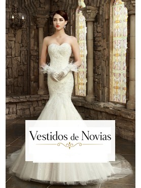 Vestido de novia de encaje.