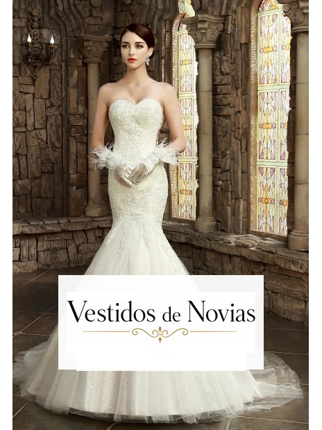 Vestido de novia de encaje.