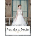 Vestido novia corpiño de encaje.