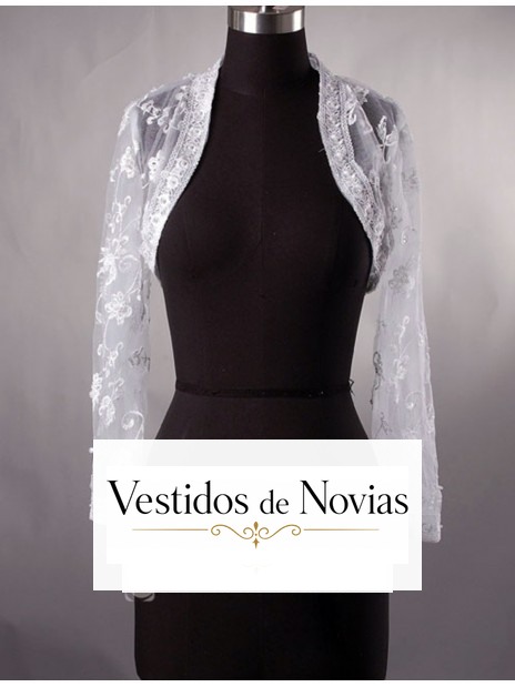 Chaqueta de encaje para novia manga larga