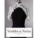 Chaqueta de encaje para novia con manga corta y cuello cisne