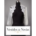 Chaqueta de encaje para novia con cuello de cisne y manga larga 3/4