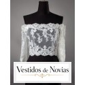 Casaco com rendas e mangas francês para vestido strapless