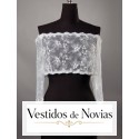 Chaqueta de encaje con manga francesa para vestido de novia tipo palabra de honor