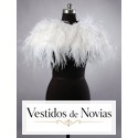 Chaqueta de encaje para novia tipo bolero de plumas sin mangas