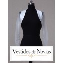 Jacket for bride made in fine tulle adorned with satin bad, with transparency and long sleeve