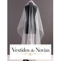 Véu semi longo de tule e strass detalhes