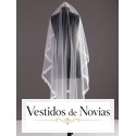 Velo semilargo de tul con encaje en los extremos